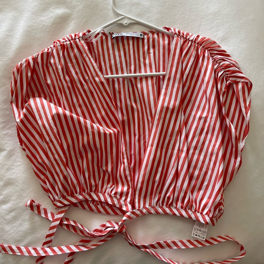 Zara orange wrap top, NWT
